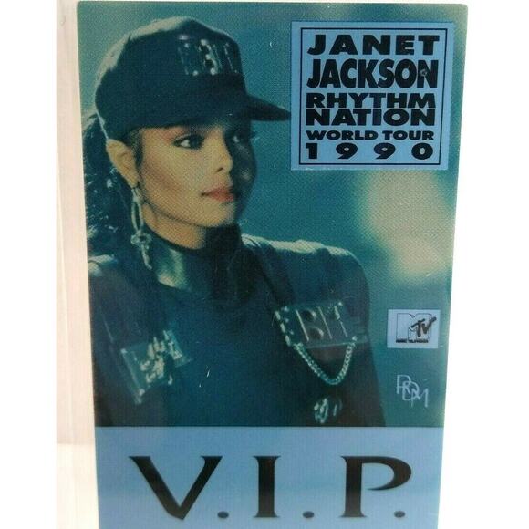 Janet Jackson 1990 Rhythm Nation VIP Vintage Backstage Pass Original Pop Music - Picture 1 of 4